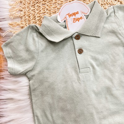 Conj. Camiseta Gola Polo e Bermuda em Linho Folhagem - Verde